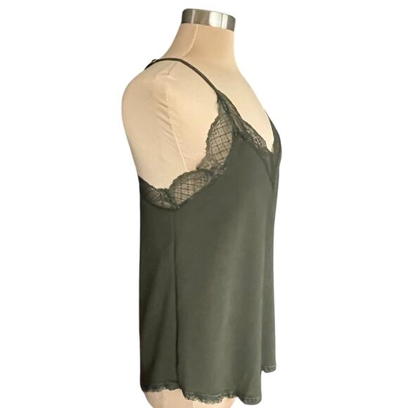 Forest Green Lace Trimmed Cami Tank Racerback SMALL Y2K Fairy Grunge Romantic - Picture 4 of 9